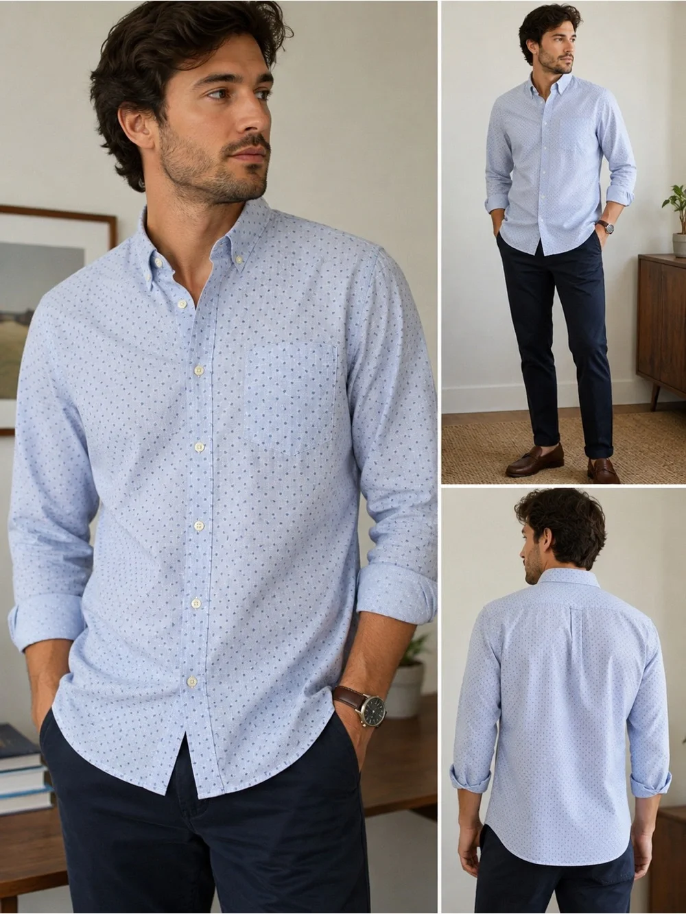 Banana Republic Light Blue Mini Dot Button-Down Shirt